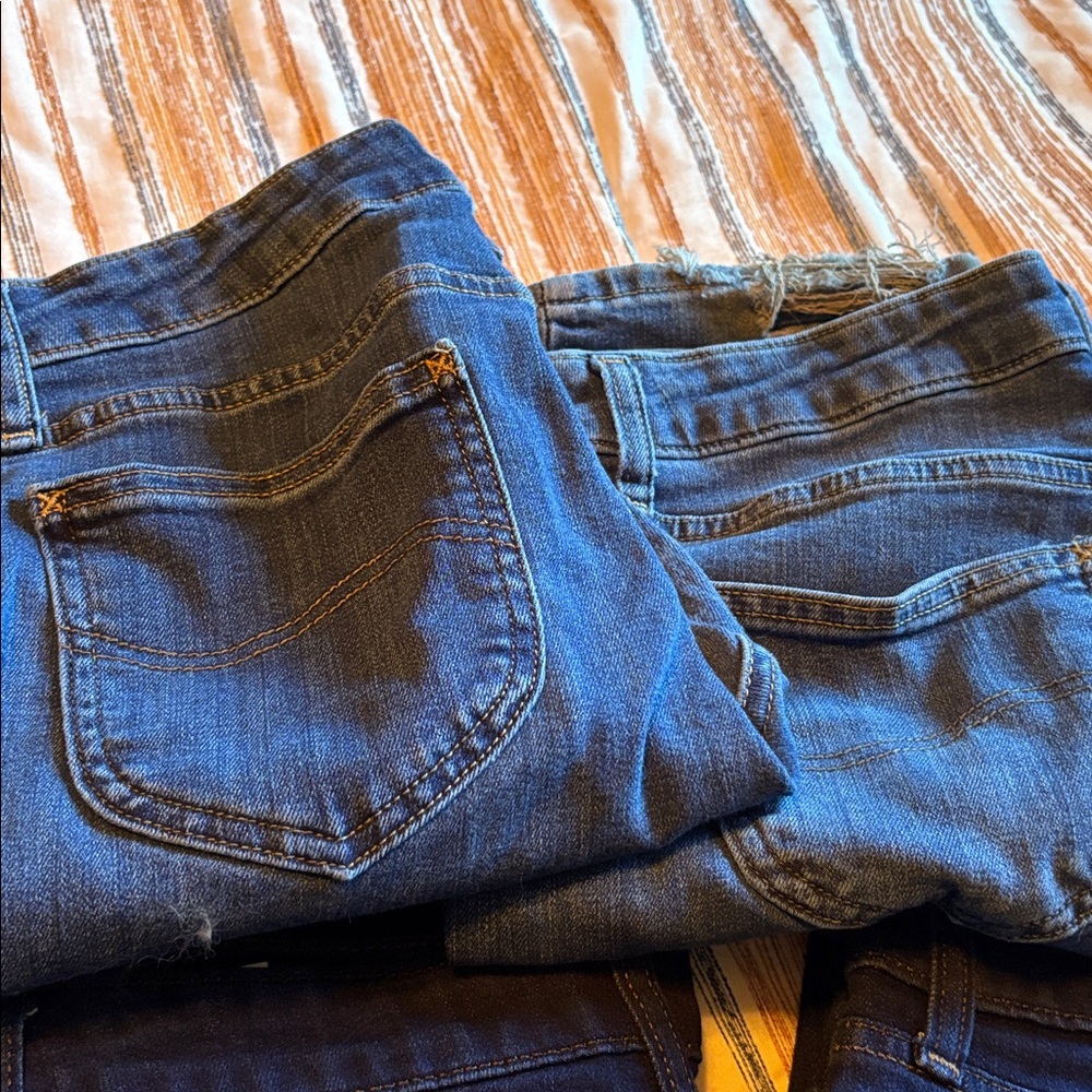 Lee Women's Straight Leg Pants - Dark Blue and Light Blue - Picture 4 of 4